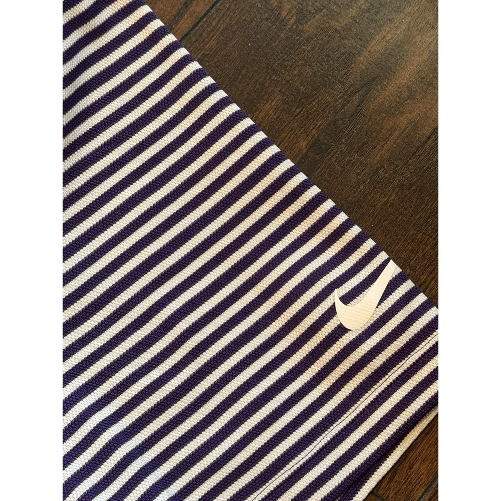 Nike TCU Golf Dri-FIT Mens X-Large Purple White Stripe Polo Shirt XL Horned Frog